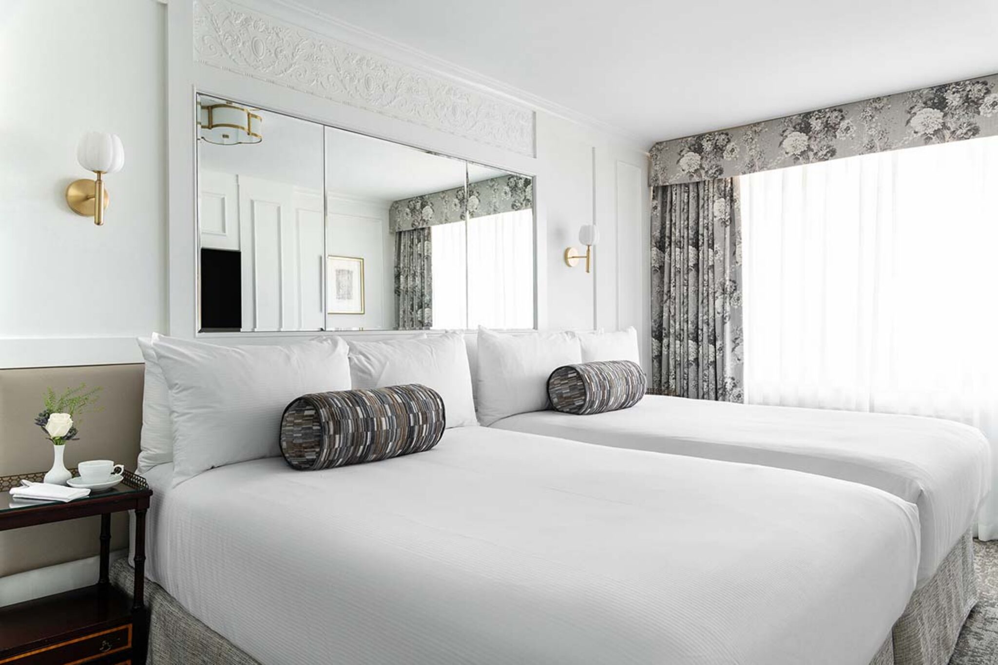 Deluxe Suite with a Two Double-Sized Beds, featuring British Red Toille Accents