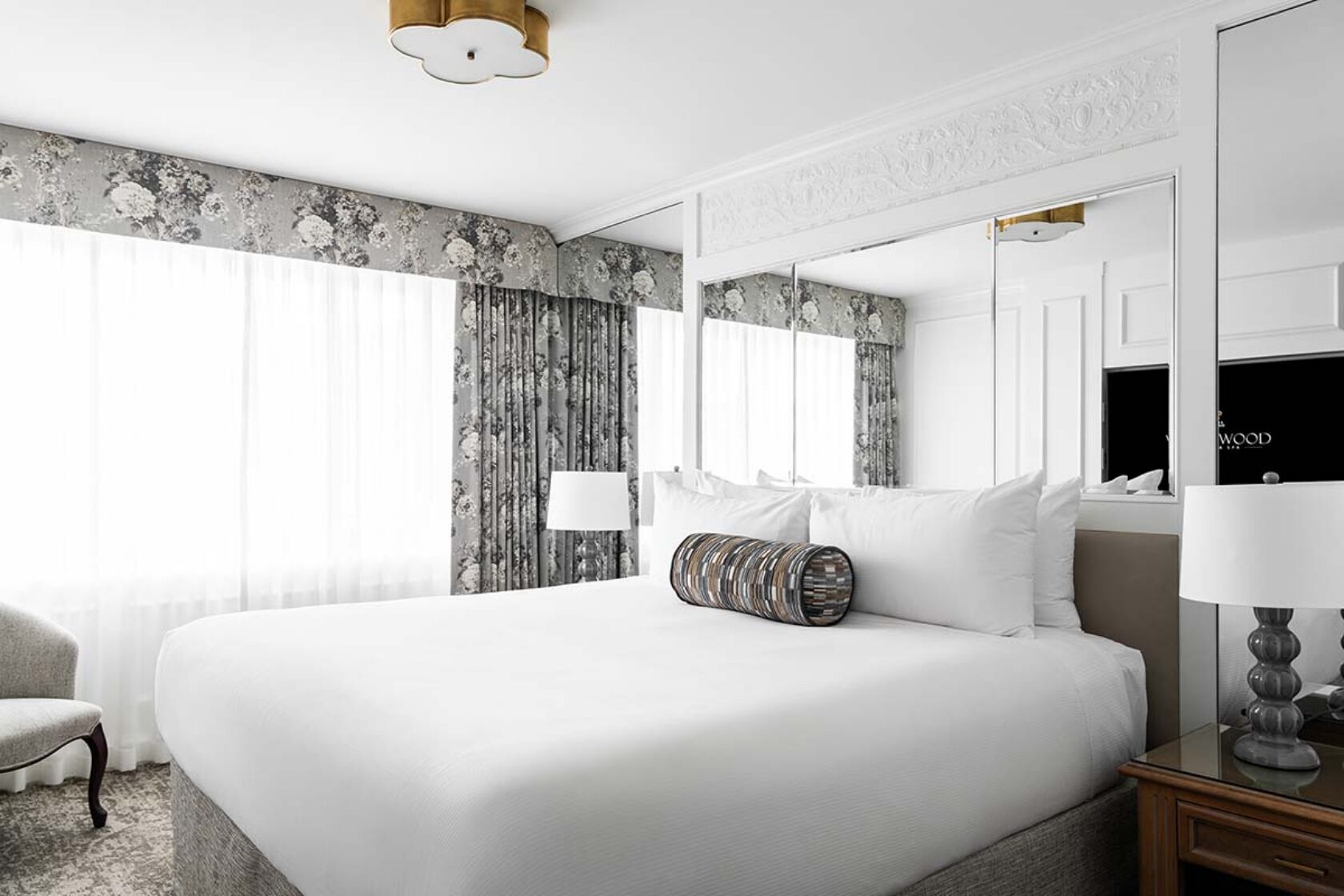 Deluxe Suite with a King Bed, featuring Red Toille Accents
