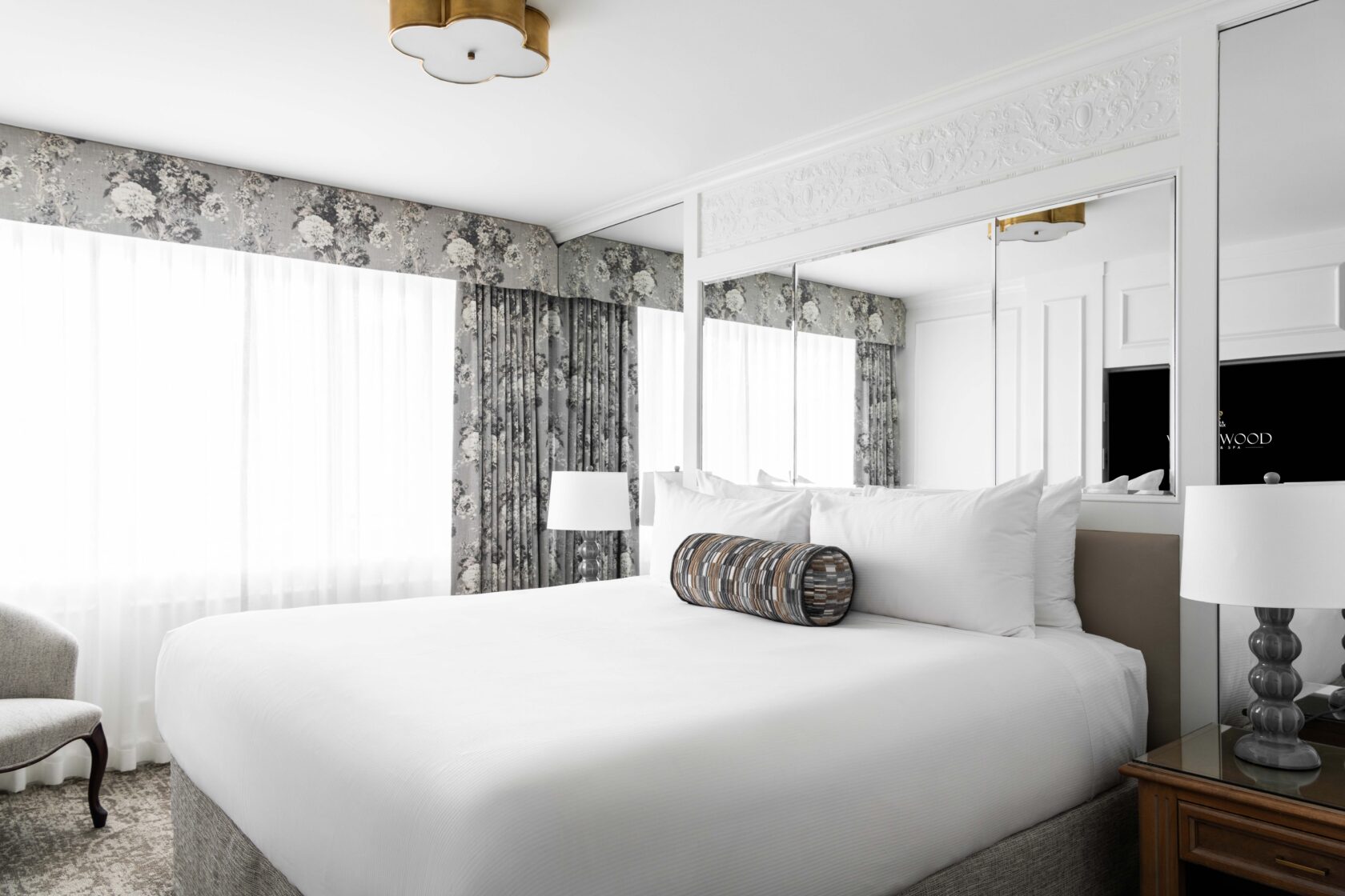 Deluxe Suite with a King Bed, featuring Red Toille Accents