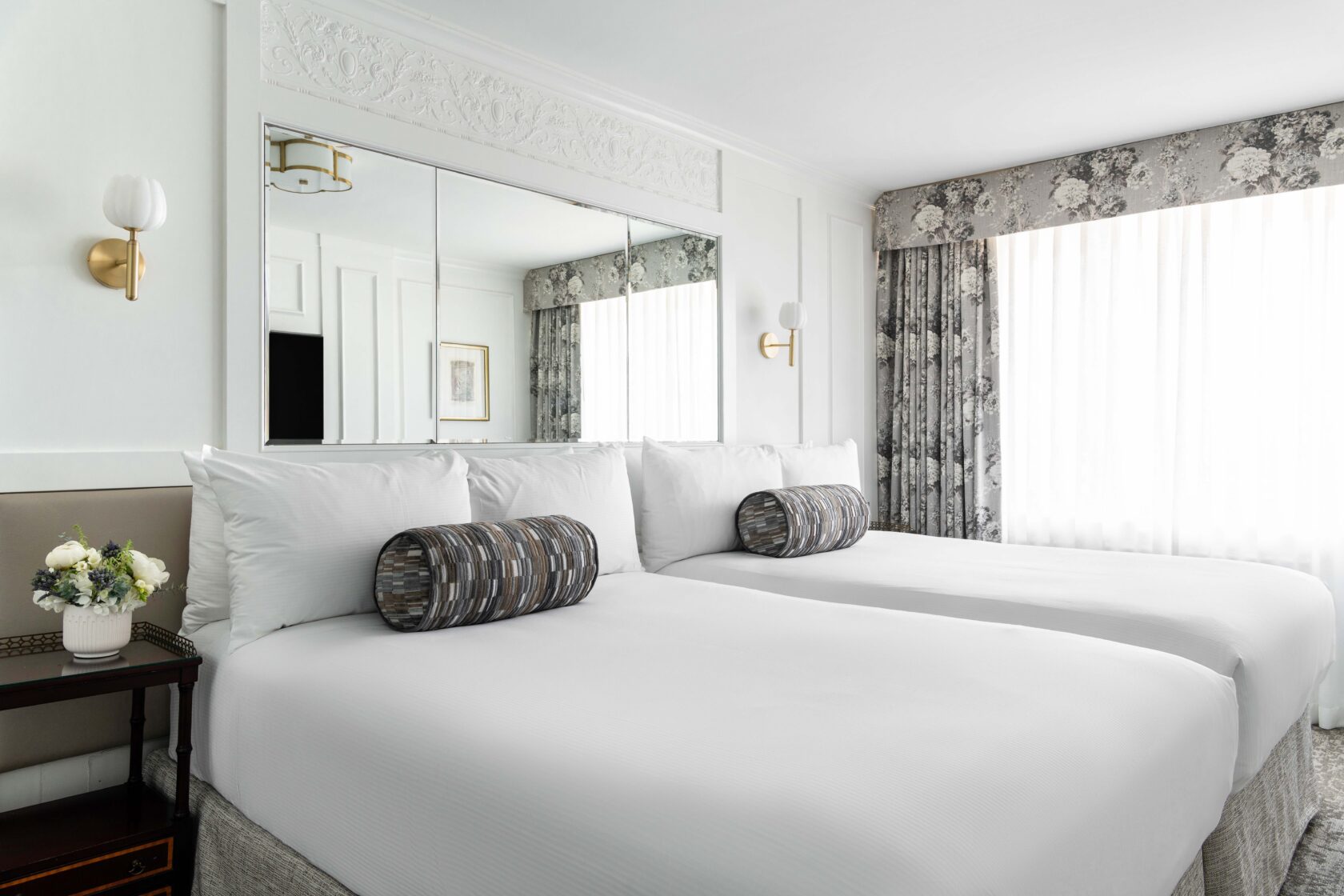 Deluxe Suite with a Two Double-Sized Beds, featuring British Red Toille Accents